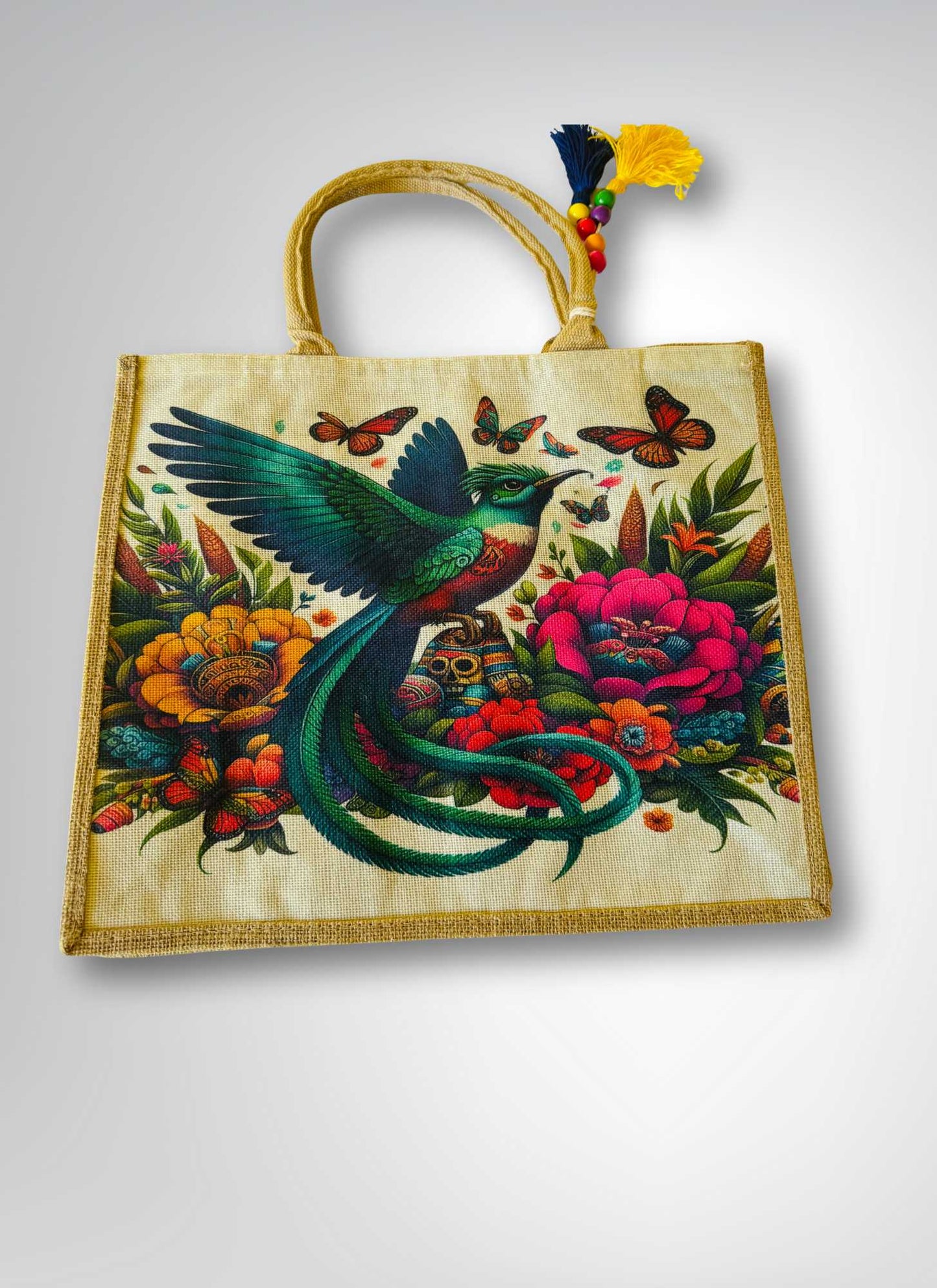Quetzalli Tote Bag – Eco-Friendly Tote with Colorful Quetzal Design