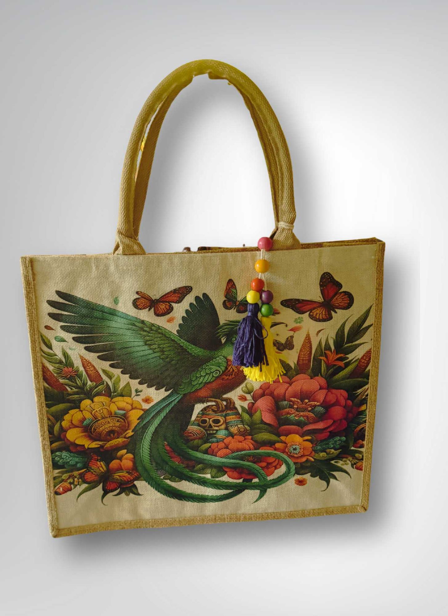 Quetzalli Tote Bag – Eco-Friendly Tote with Colorful Quetzal Design