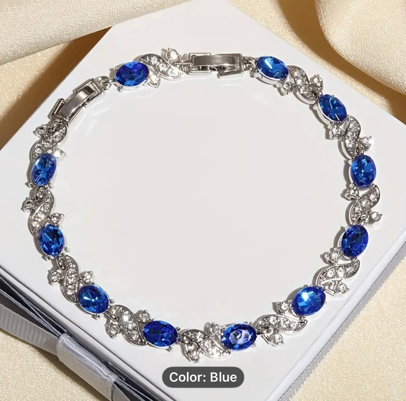 Silver bracelet with blue gemstones - Fashion lovers