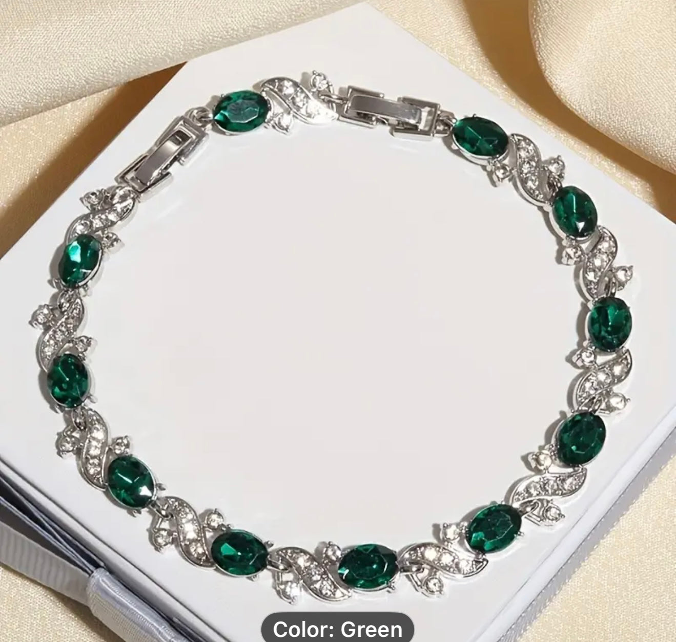 Silver bracelet with green gemstones -lovers favorite