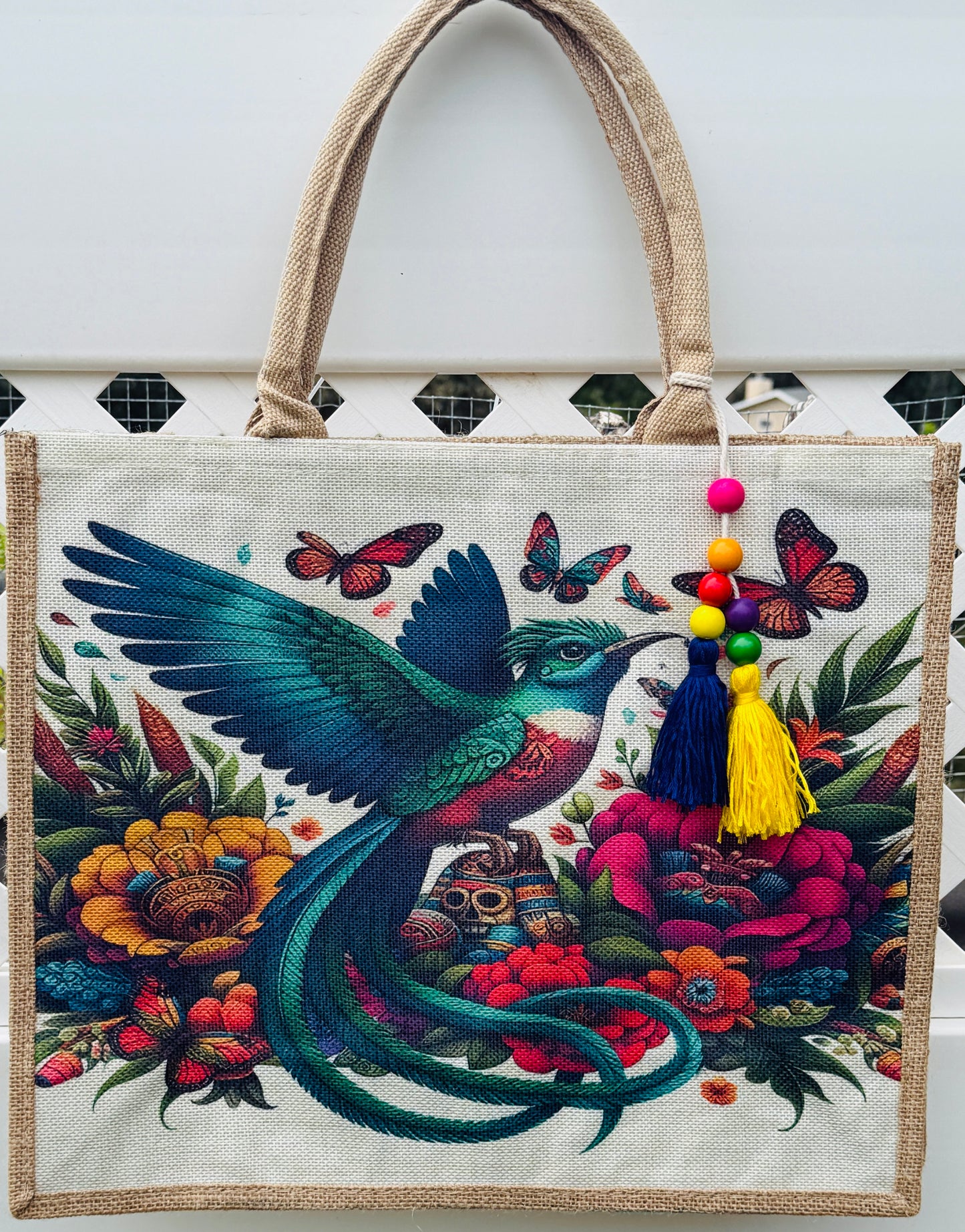Quetzalli Tote Bag – Eco-Friendly Tote with Colorful Quetzal Design