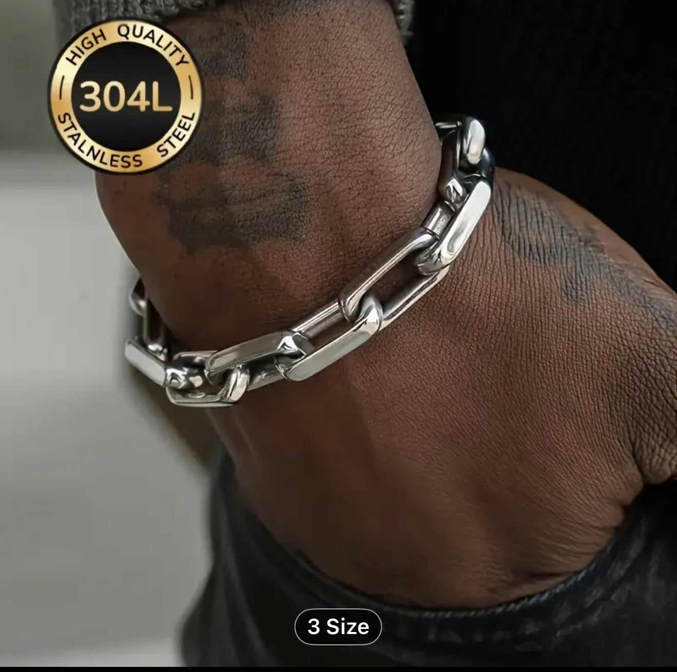 304L high quality silver bracelet. Hip-hop fashion.